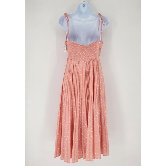 VICI Polka Dot Pleated Midi Sundress Pink White Women’s Size Medium - Picture 11 of 11
